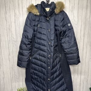 Womens Size XXL Michael Kors Navy Down Filled Long Jacket EUC